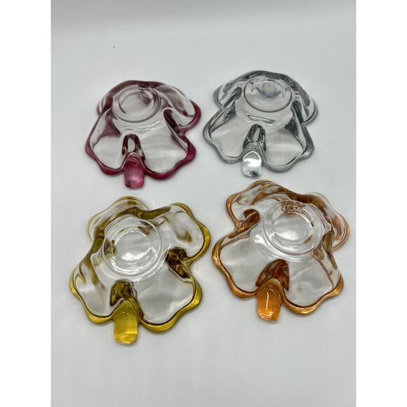 Vintage Set of 4 MCM Glass Four Leaf Clover Trinket Dish or Bridge Bowl - Picture 2 of 11
